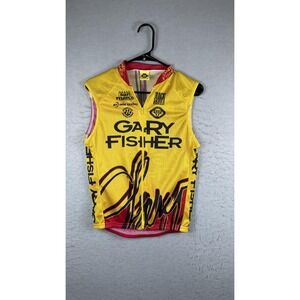 Vintage Gary Fisher Cycling Vest Mens Medium Yellow Red IMBA RockShox Bike MTB